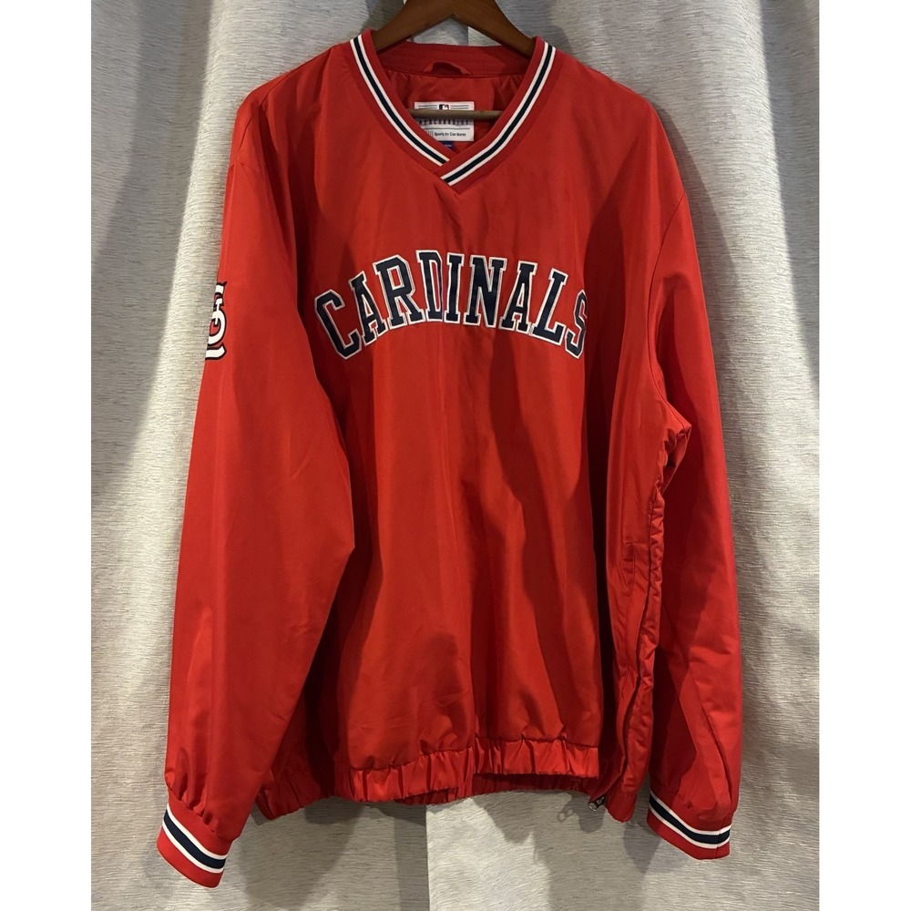 St. Louis Cardinals Windbreaker Pullover Size Adult‎ 2XL V-Neck Unisex Lined MLB